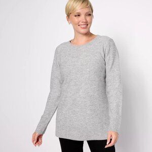 NWT Belle by Kim Gravel Sparkling Sequin Stardust Tunic Sweater Gray L